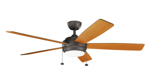 Kichler Starkk 60-in Integrated LED Olde Bronze with Walnut/Cherry Blades Ceiling Fan With Light ( 5 -Blade ) 1694938