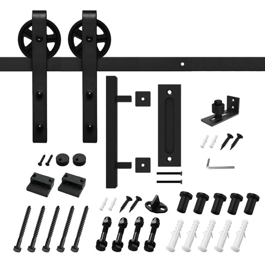 Clihome 72-in Matte Black Indoor/Outdoor J-strap Single Barn Door Hardware Kit X002AHJZ7V-LTC