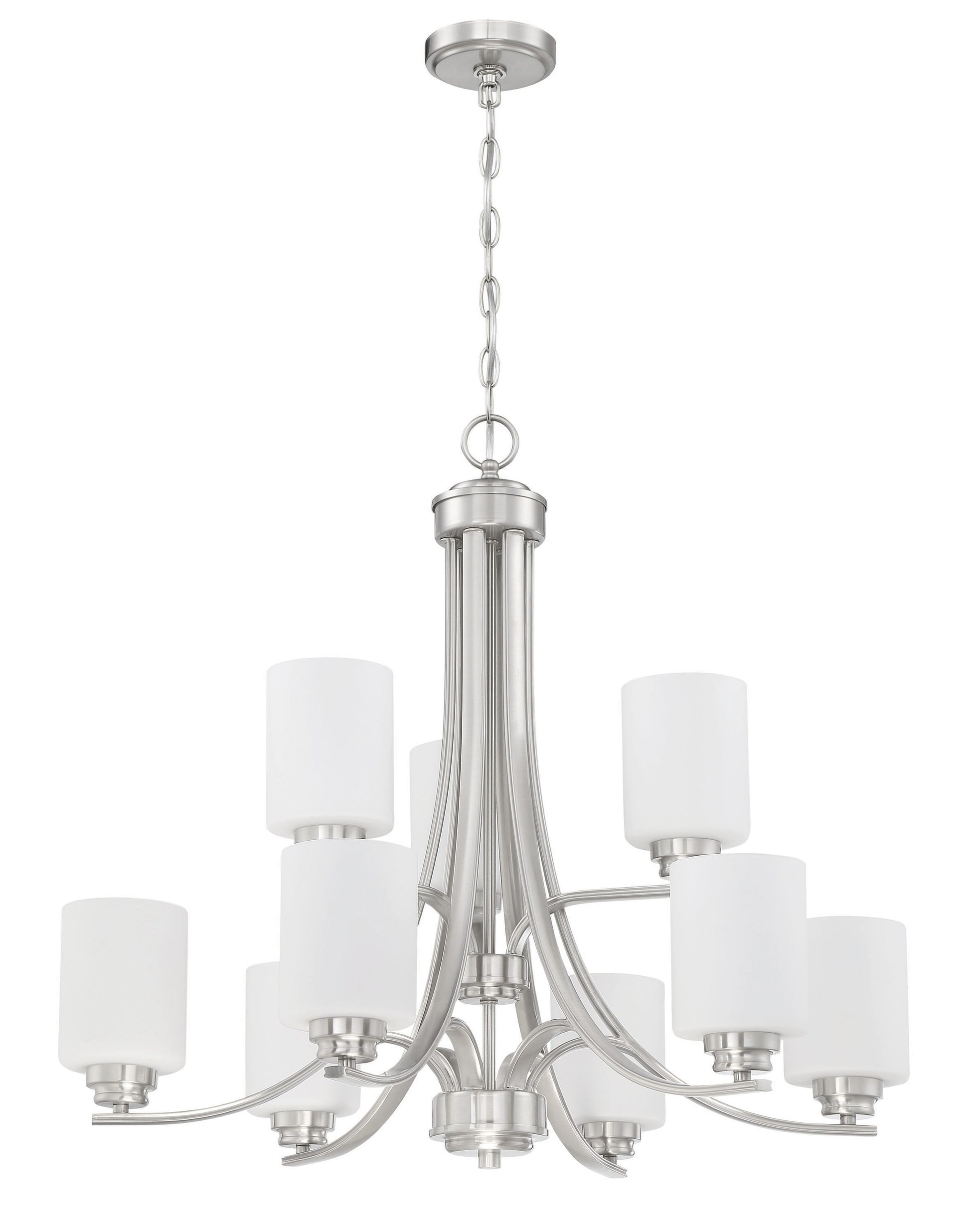 Craftmade Bolden 9.0 -Light Brushed Nickel Transitional For Use in Bedrooms, Dining Rooms, Foyers, Kitchens, Living Rooms Chandelier 2180002