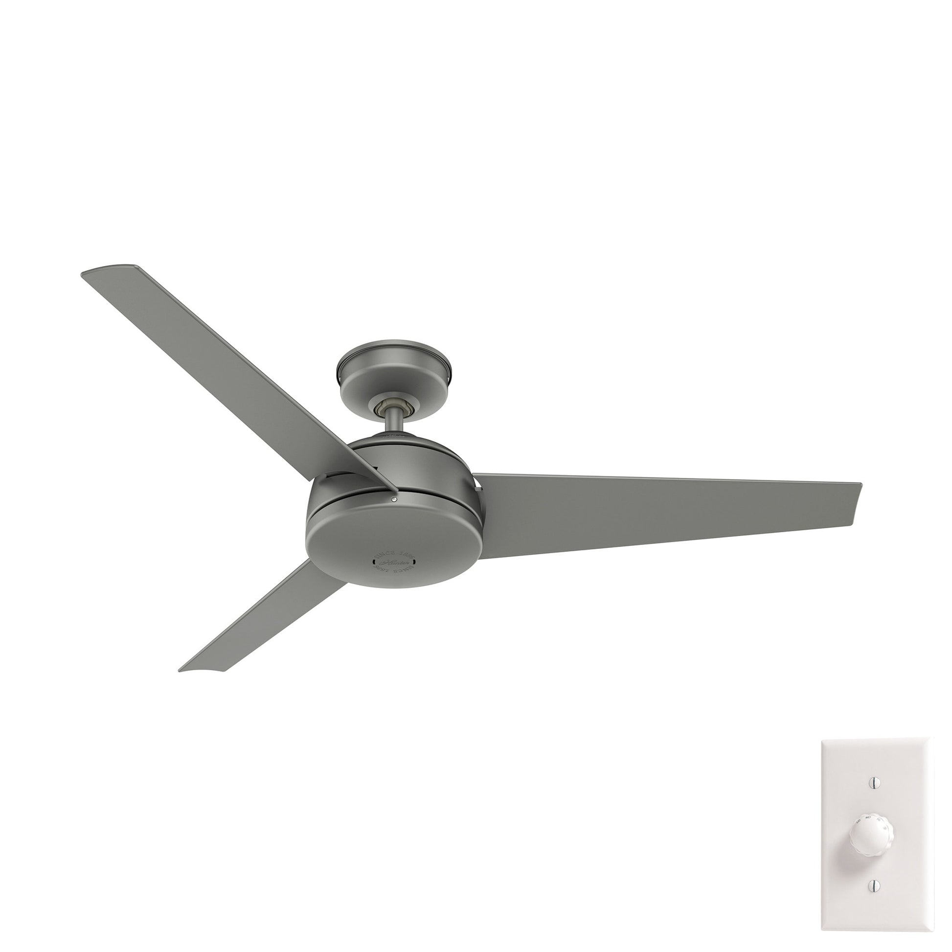 Hunter Trimaran WeatherMax 52-in Outdoor Matte Silver with Matte Silver Blades Ceiling Fan Without Light ( 3 -Blade )