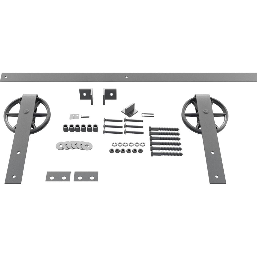 Goldberg Brothers 48-in Flint Gray Indoor Wagon Wheel Single & Double Barn Door Hardware Kit GB600134HWFG
