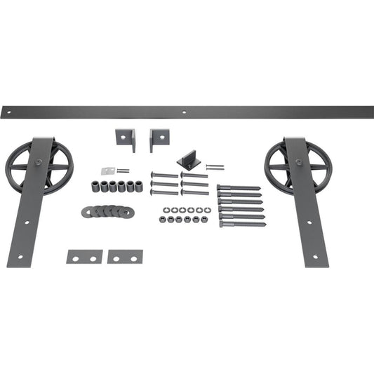 Goldberg Brothers 60-in Silver Metallic Indoor Wagon Wheel Single & Double Barn Door Hardware Kit GB600135HWSM