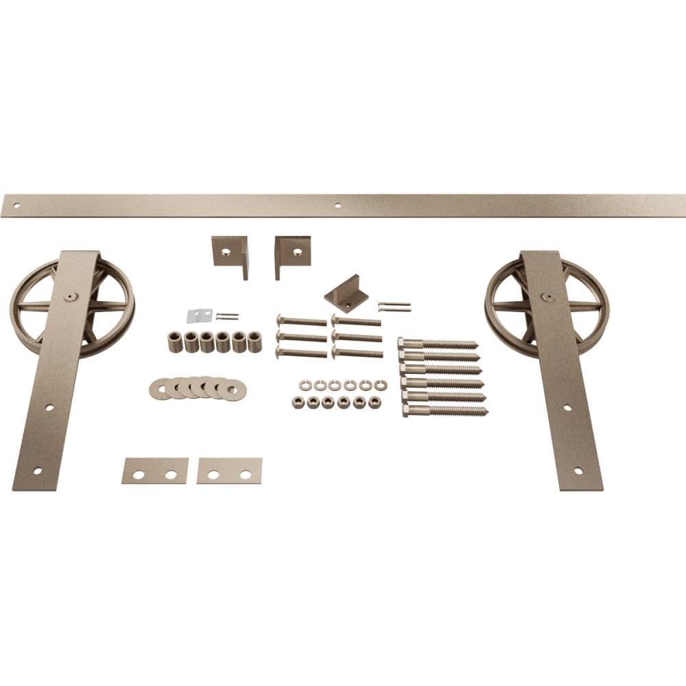 Goldberg Brothers 96-in White Bronze Indoor Wagon Wheel Single & Double Barn Door Hardware Kit GB600148HWWZ