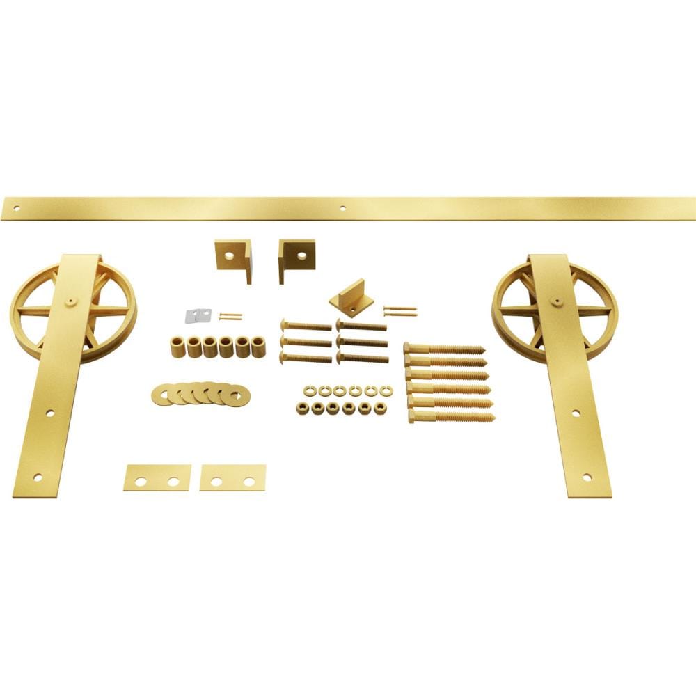 Goldberg Brothers 72-in Jacob-fts Gold Indoor Wagon Wheel Single & Double Barn Door Hardware Kit GB600156HWJG