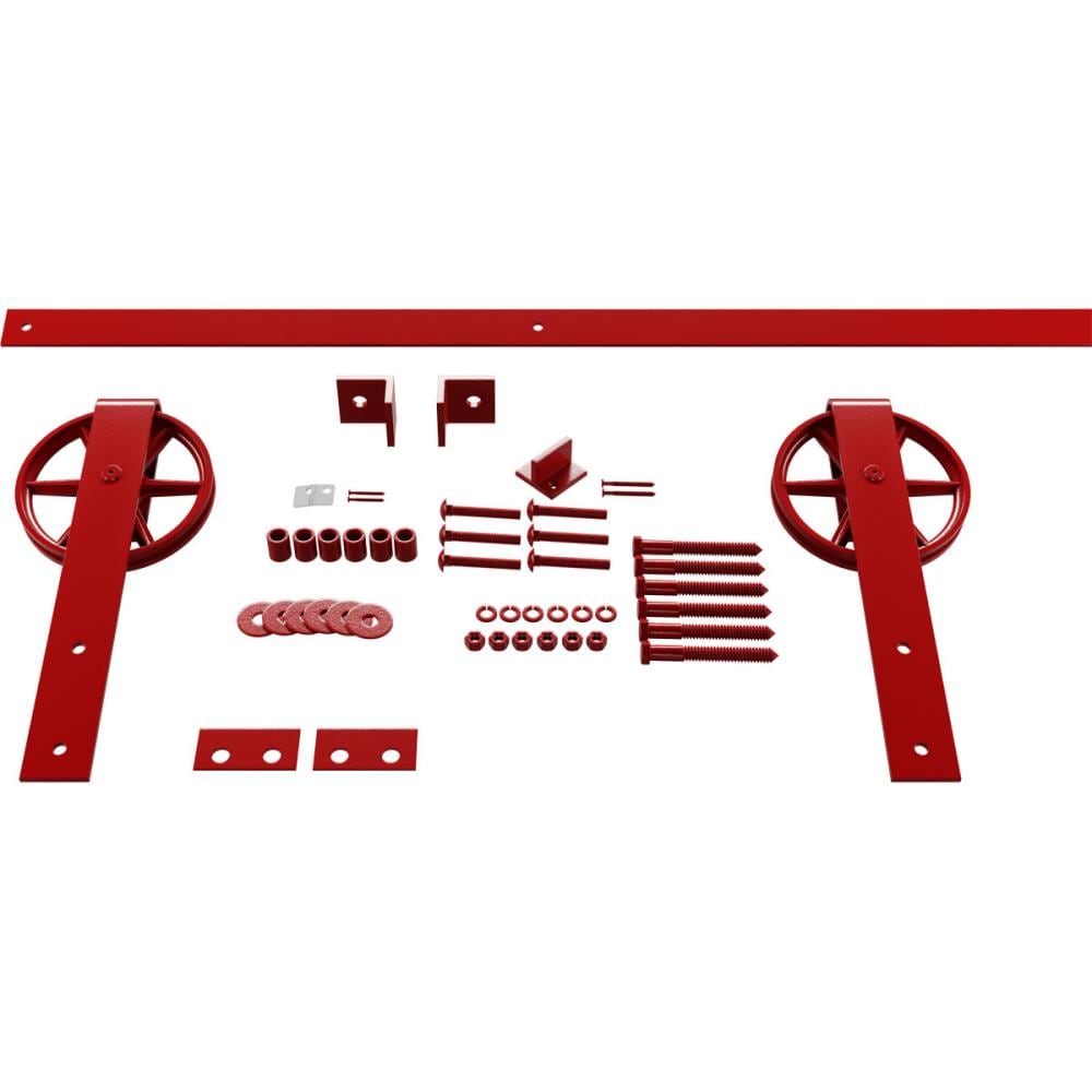 Goldberg Brothers 84-in Regal Red Indoor Wagon Wheel Single & Double Barn Door Hardware Kit GB600137HWRR
