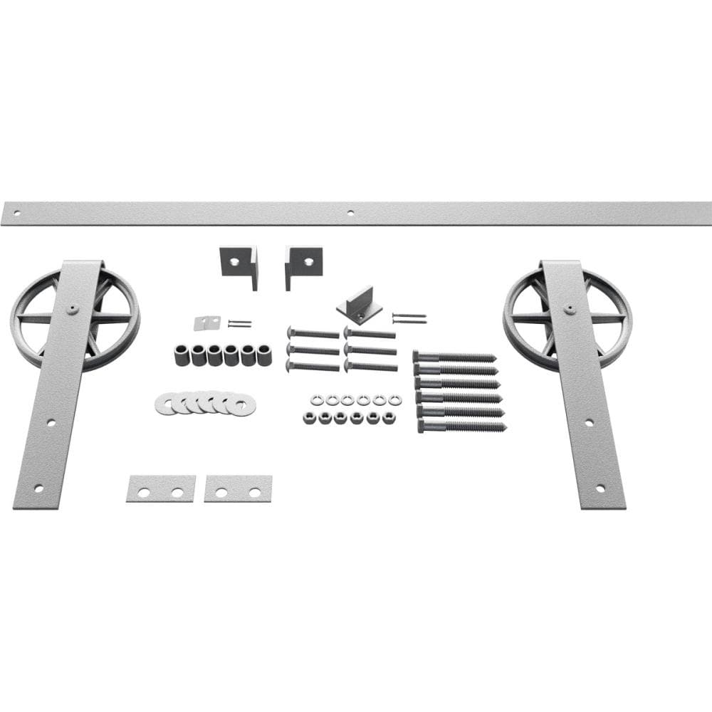 Goldberg Brothers 96-in Pc Chrome Indoor Wagon Wheel Single & Double Barn Door Hardware Kit GB600148HWCR