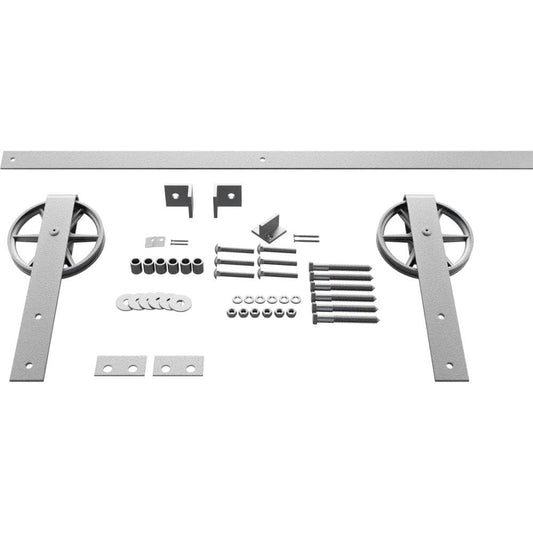 Goldberg Brothers 96-in Pc Chrome Indoor Wagon Wheel Single & Double Barn Door Hardware Kit GB600148HWCR