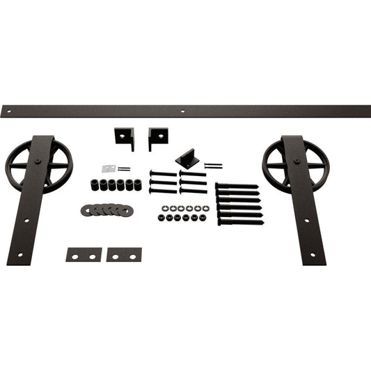 Goldberg Brothers 60-in Arch Bronze Indoor Wagon Wheel Single & Double Barn Door Hardware Kit GB600145HWAB