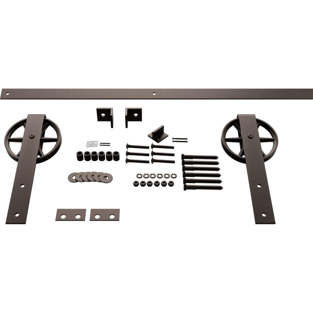 Goldberg Brothers 96-in Bronze Texture Indoor Wagon Wheel Single & Double Barn Door Hardware Kit GB600158HWBZ