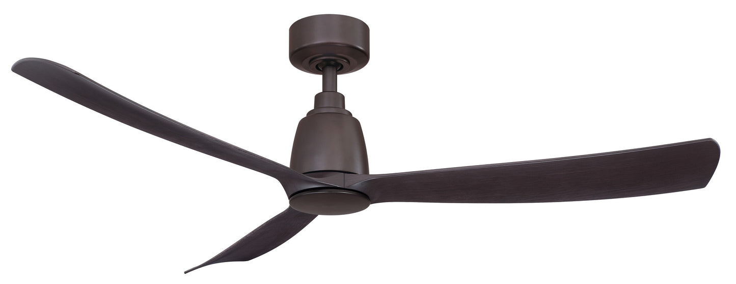 Fanimation Kute 52-in Outdoor Smart Dark Bronze with Dark Walnut Blades Propeller Ceiling Fan Light Kit Compatible - Remote Included ( 3 -Blade )