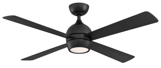 Fanimation Kwad 52-in Integrated LED Black with Black Blades Ceiling Fan With Light - Remote Included ( 4 -Blade ) 2411261
