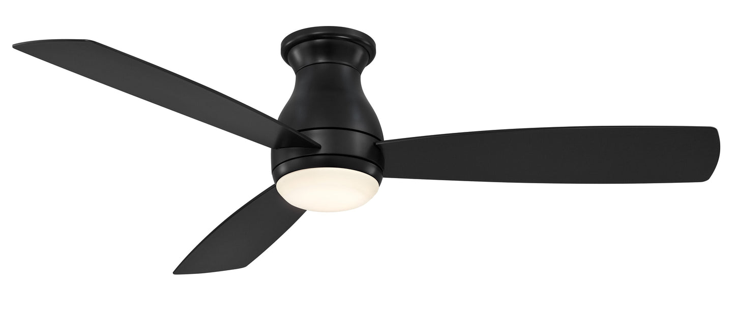Fanimation Hugh 52-in Integrated LED Outdoor Flush Mount Black with Black Blades Ceiling Fan With Light - Remote Included ( 3 -Blade ) 2411252