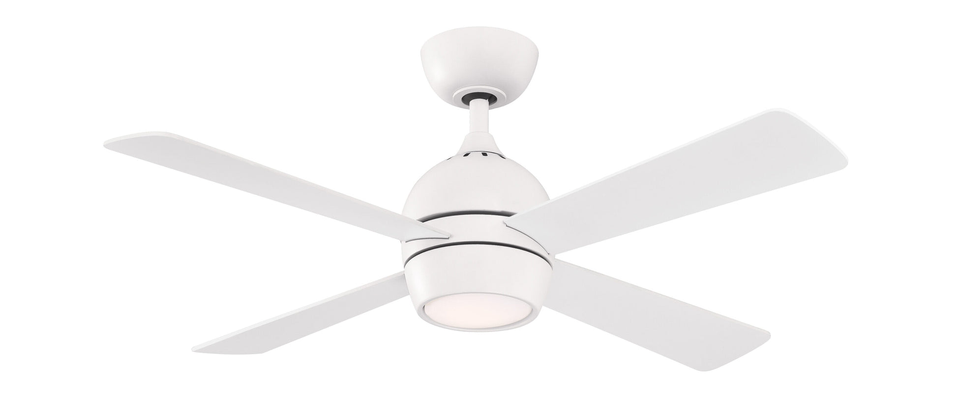 Fanimation Kwad 44-in Integrated LED Matte White with Matte White Blades Ceiling Fan With Light - Remote Included ( 4 -Blade ) 2411260