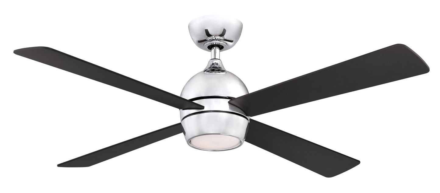 Fanimation Kwad 52-in Integrated LED Chrome with Black Blades Ceiling Fan With Light - Remote Included ( 4 -Blade ) 2411263