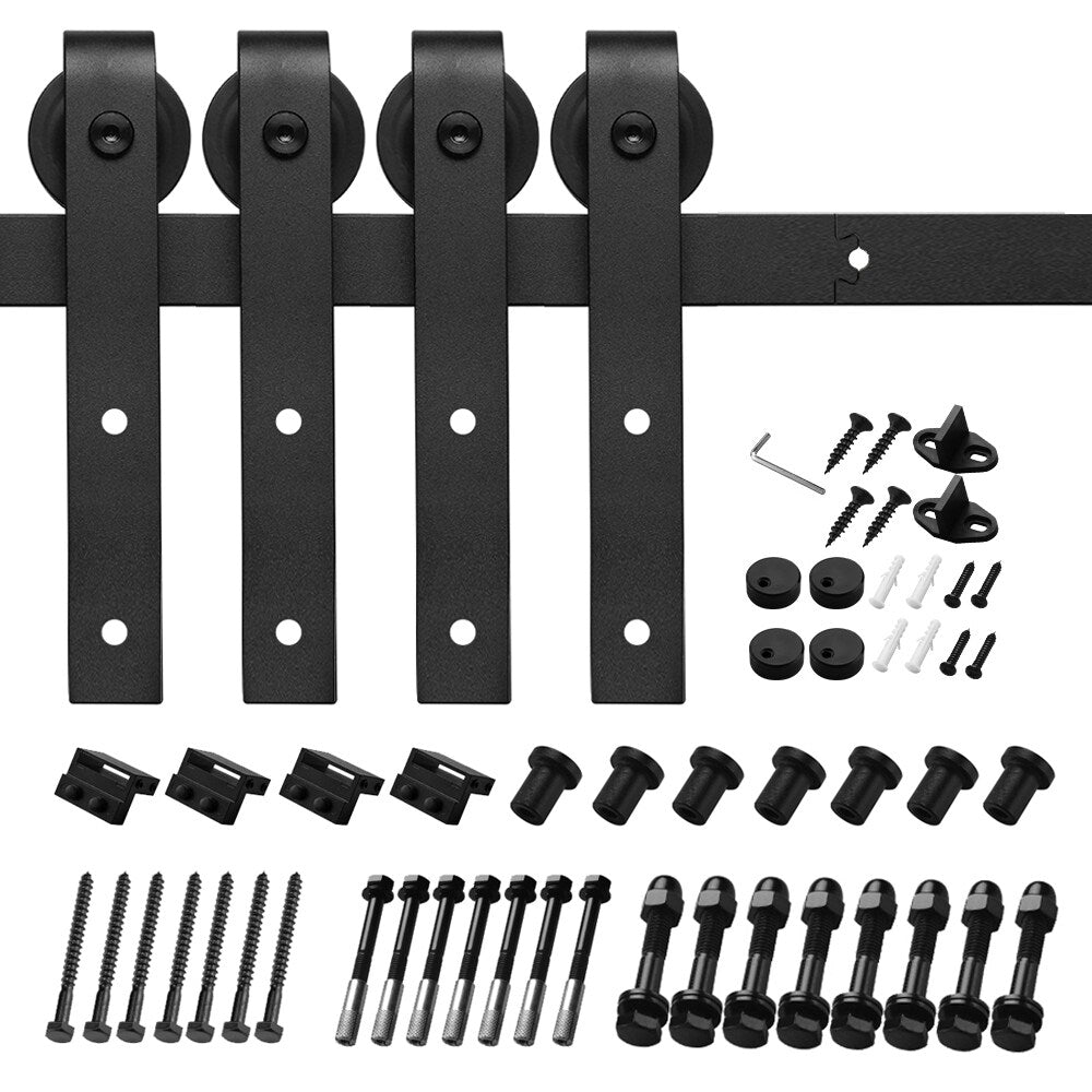 Clihome 60-in Matte Black Indoor/Outdoor J-strap Double Barn Door Hardware Kit X0028T0U4D-LTC