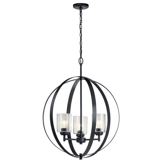 Kichler Winslow 3 -Light Black Modern/contemporary Cage For Use in Bedrooms, Dining Rooms, Foyers, Kitchens, Living Rooms Chandelier 2416114