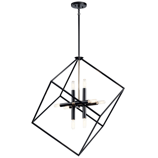 Kichler Cartone 8 -Light Black Modern/contemporary Cage For Use in Bedrooms, Dining Rooms, Foyers, Kitchens, Living Rooms Chandelier 2416131