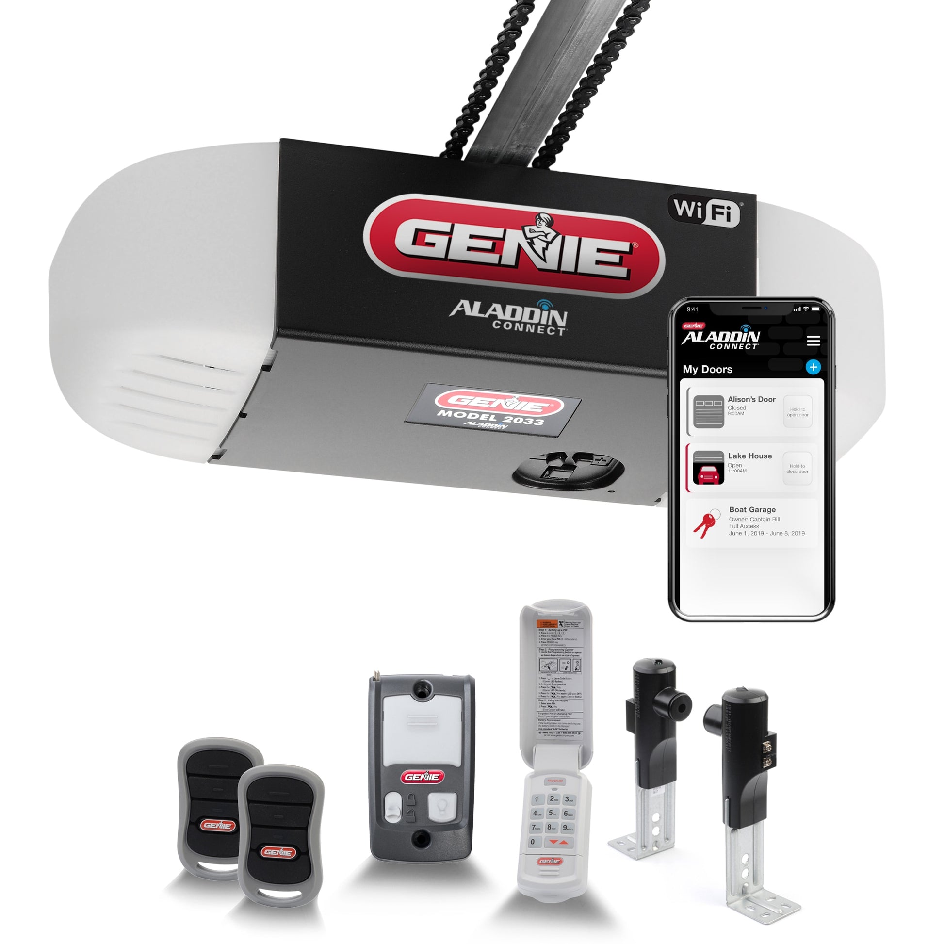 Genie 1/2 Hpc ChainGlide Connect Smart Chain Drive Garage Door Opener Wi-fi Compatibility 2033-TKV