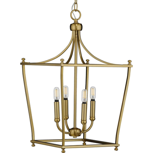 Progress Lighting Parkhurst 4 -Light Brushed Bronze Traditional Lantern Medium Hanging Pendant light 2467527