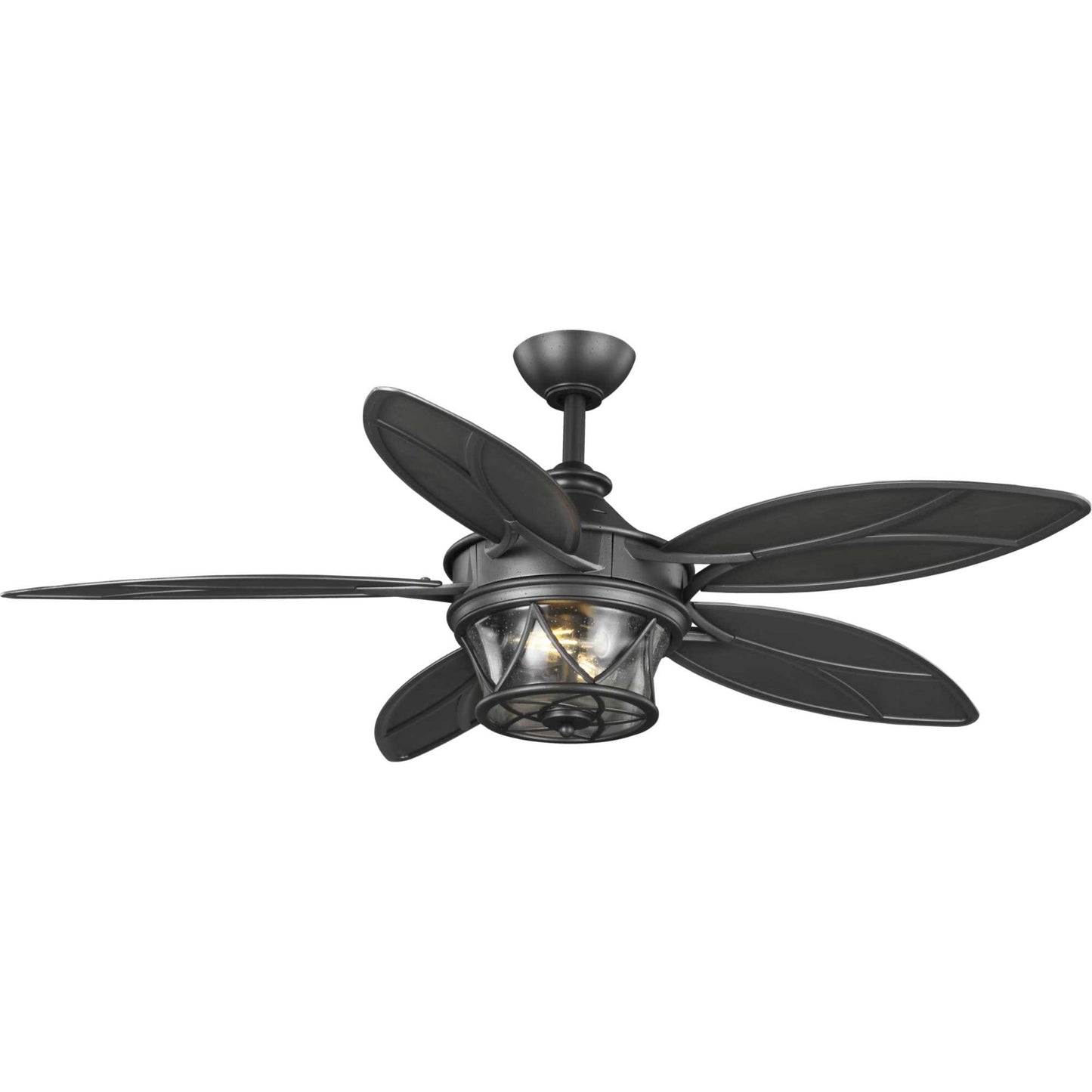 Progress Lighting Alfresco 54-in Outdoor Blistered Iron with Pewter Blades Ceiling Fan With Light - Remote Included ( 5 -Blade )