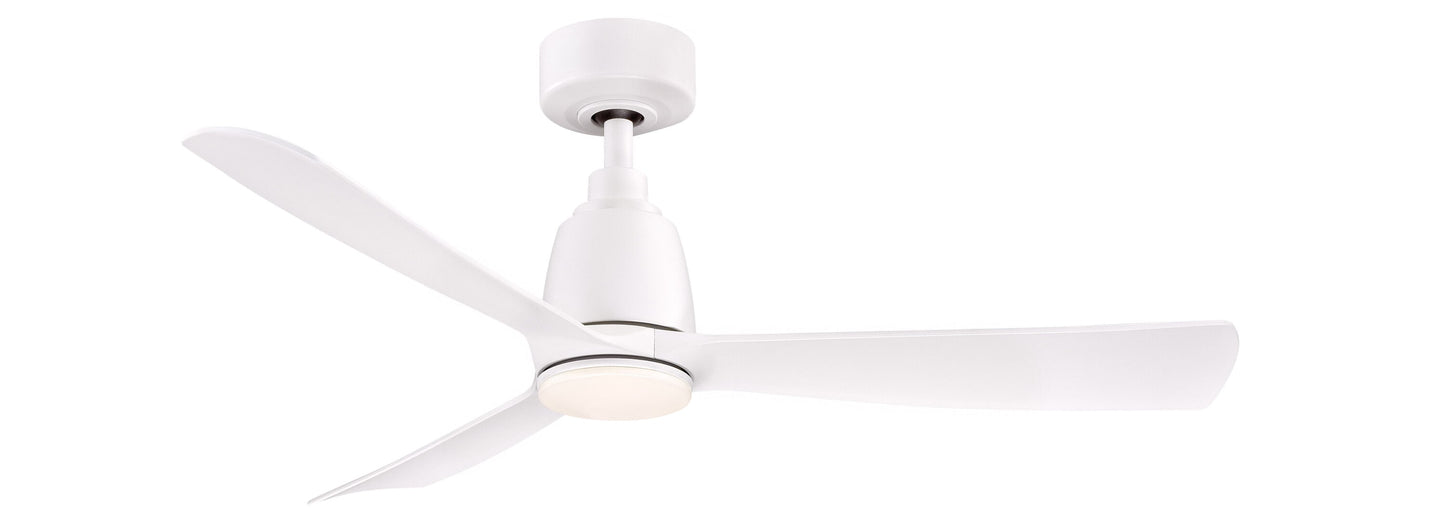 Fanimation Kute 44-in Matte White Color-changing Integrated LED Indoor/Outdoor Smart Propeller Ceiling Fan with Light and Remote (3-Blade) FPD8547MW-LK