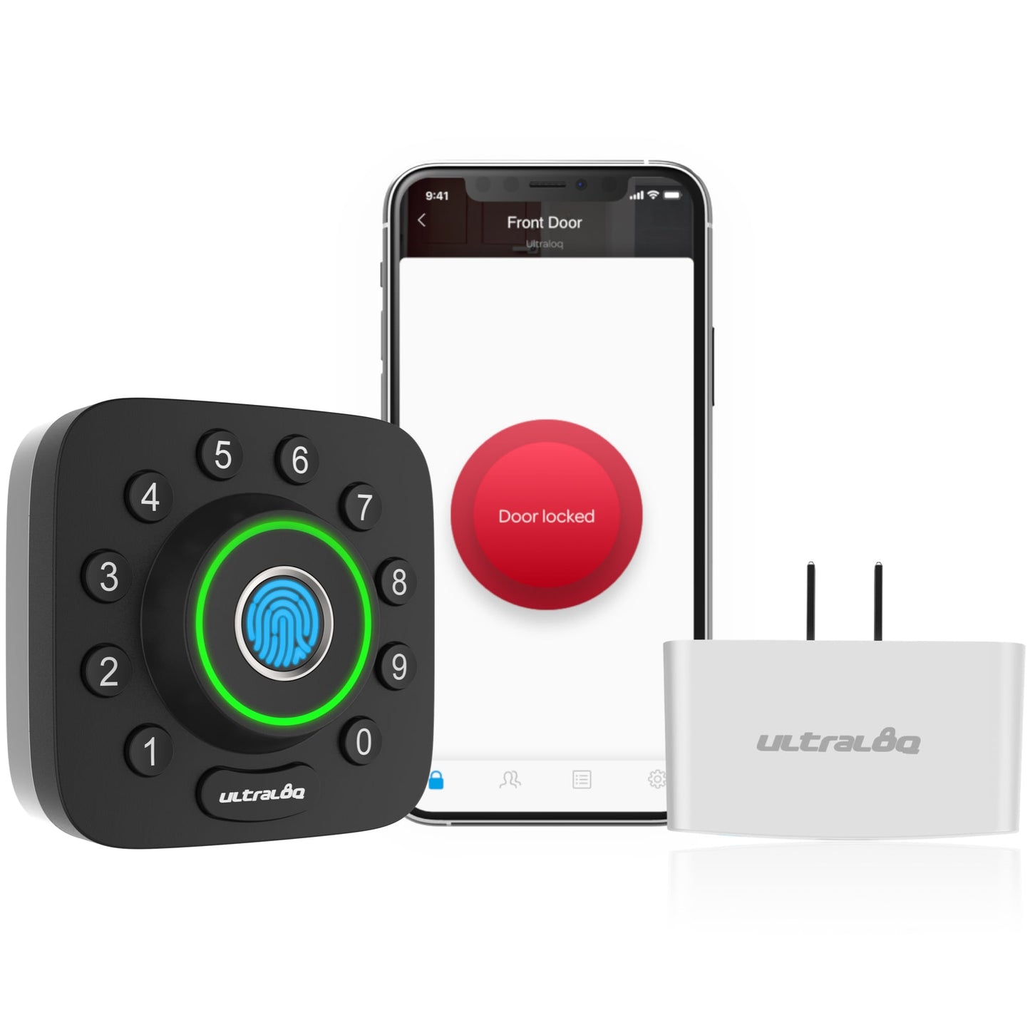 Ultraloq U-Bolt Pro Black with Silver Smart Lock Electronic Deadbolt with Wifi Bluetooth Fingerprint Keypad U-BOLT-PRO-B-UB01
