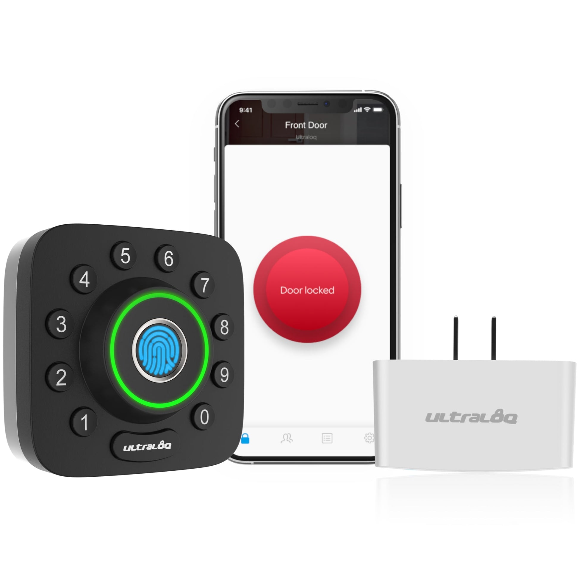 Ultraloq U-Bolt Pro Black with Silver Smart Lock Electronic Deadbolt with Wifi Bluetooth Fingerprint Keypad U-BOLT-PRO-B-UB01