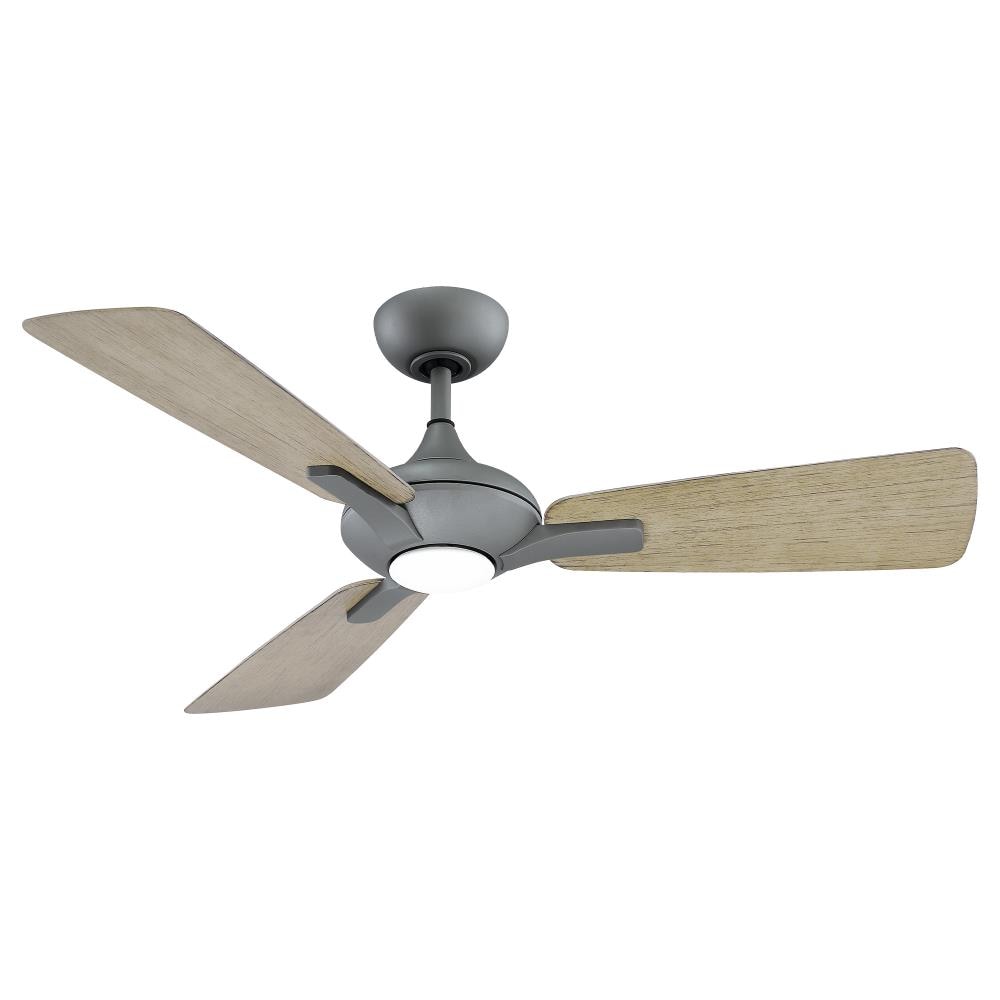 Modern Forms Mykonos 52-in Graphite with Graphite Weathered Gray Blades Integrated LED Indoor/Outdoor Smart Ceiling Fan with Light and Remote (3-Blade) FR-W1819-52L-GH/WG