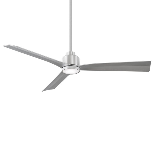 WAC Lighting Clean 52-in Brushed Aluminum Integrated LED Indoor/Outdoor Smart Ceiling Fan with Light and Remote (3-Blade) F-003L-BA