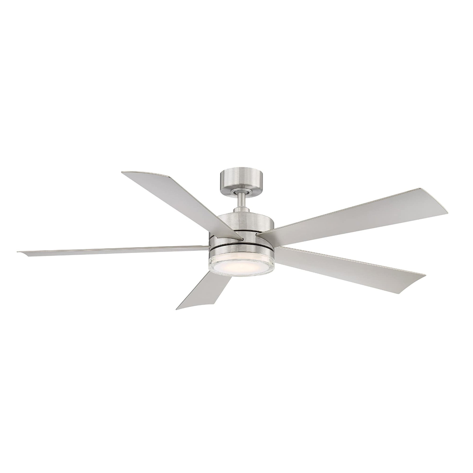 Modern Forms Wynd 60-in Stainless Steel Integrated LED Indoor/Outdoor Smart Ceiling Fan with Light and Remote (5-Blade) FR-W1801-60L-SS