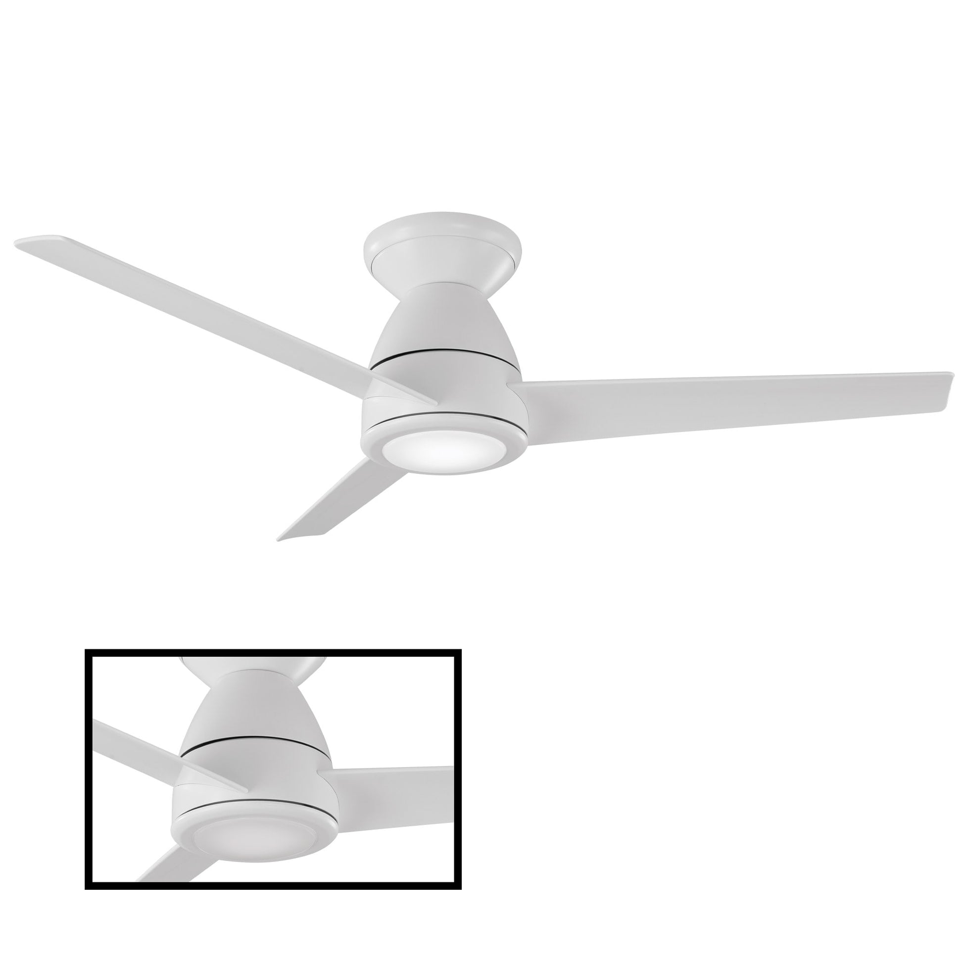 Modern Forms Tip Top 44-in Matte White Integrated LED Indoor/Outdoor Flush Mount Smart Ceiling Fan with Light and Remote (3-Blade) FH-W2004-44L-MW