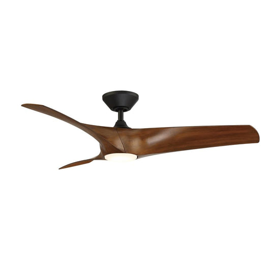 Modern Forms Zephyr 52-in Matte Black with Matte Black Distressed Koa Blades Integrated LED Indoor/Outdoor Smart Ceiling Fan with Light and Remote (3-Blade) FR-W2006-52L-MB/DK