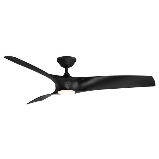 Modern Forms Zephyr 62-in Matte black Integrated LED Indoor/Outdoor Smart Ceiling Fan with Light and Remote (3-Blade) FR-W2006-62L-MB
