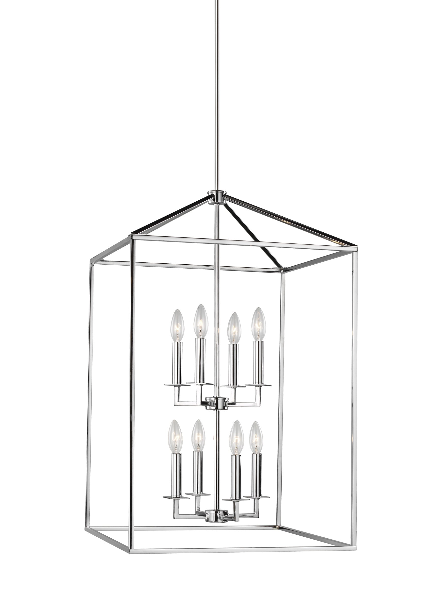 Generation Lighting Perryton 8 -Light Chrome Transitional Tiered Medium Hanging Pendant light