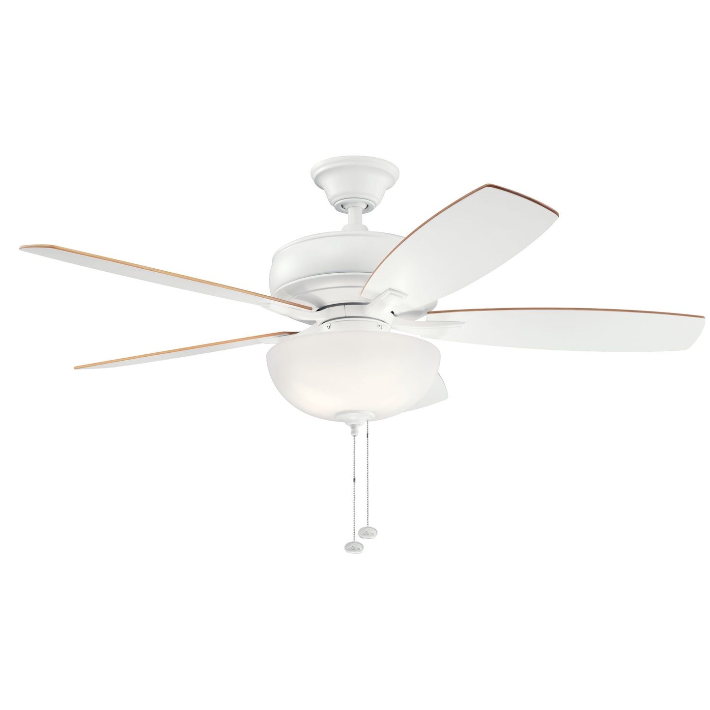 Kichler Terra 52-in Matte White with Matte White/Weathered White Walnut Blades Ceiling Fan With Light ( 5 -Blade ) 4136540