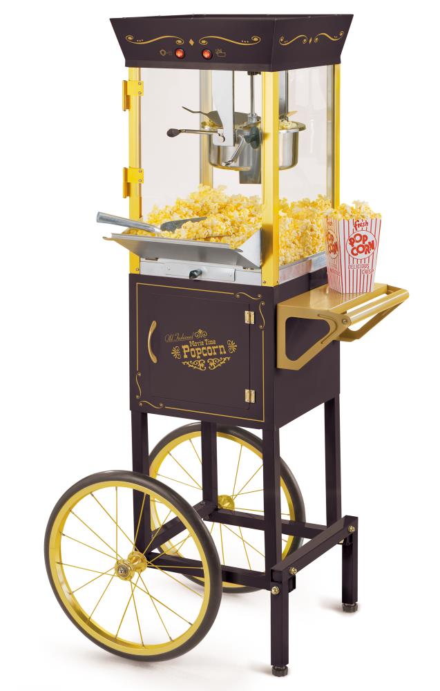 Nostalgia 1 Cups Black Oil Freestanding Popcorn Machine Cart CCP510BK