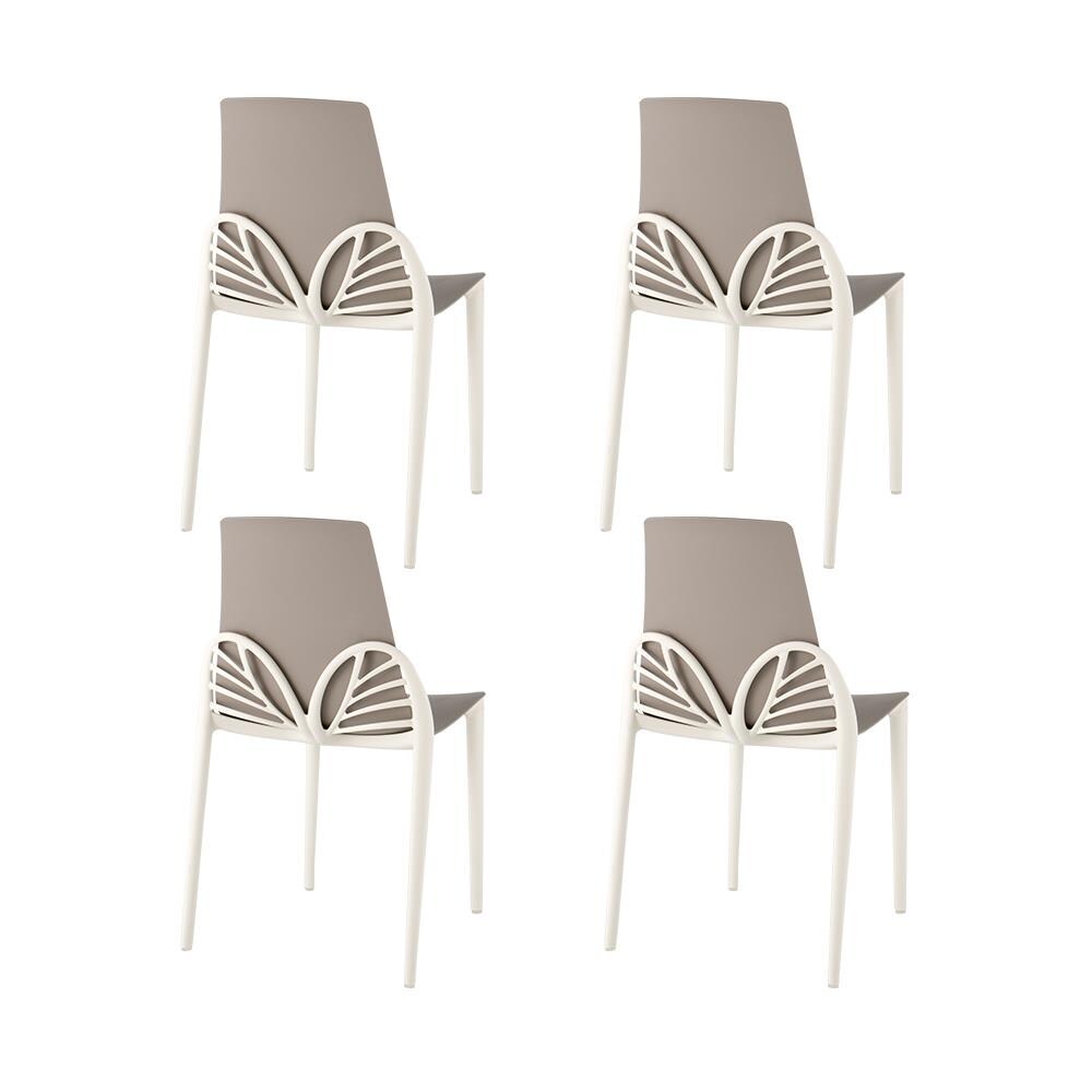 Lagoon Papillon Set of 4 Stackable Grey Resin Frame Stationary Dining Chair with Solid Seat