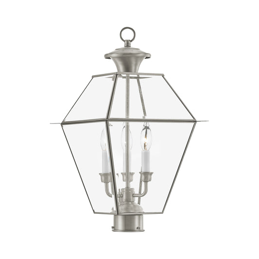 Livex Lighting Westover 22-in Brushed Nickel Traditional Outdoor Light post lantern