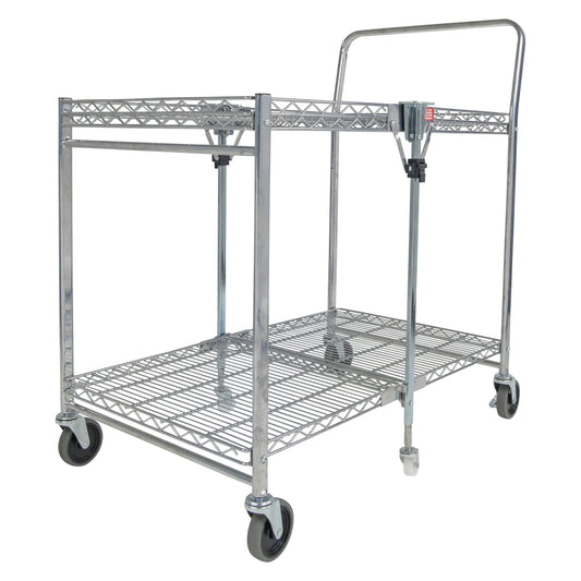 Bostitch Stowaway Folding Cart, Large Chrome, Portable Work Bench with Dual Shelves, 500 lbs Capacity BSAC-LGCR