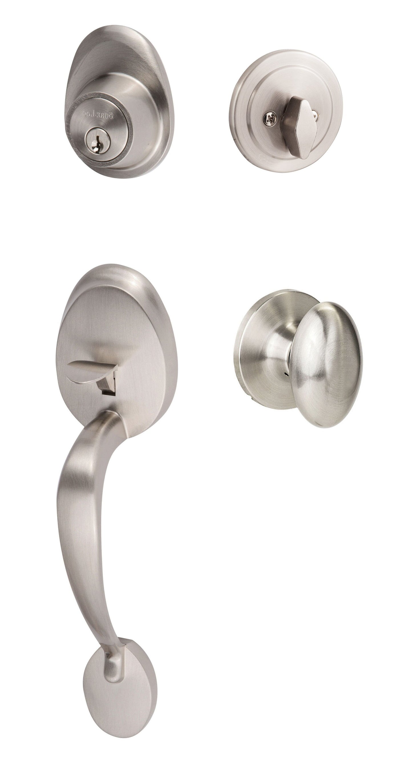 Sure-Loc Hardware Sure-Loc Door Hardware Alta Satin Nickel Single-Cylinder Deadbolt Keyed Entry Door Handleset Knob AT507-AR 15