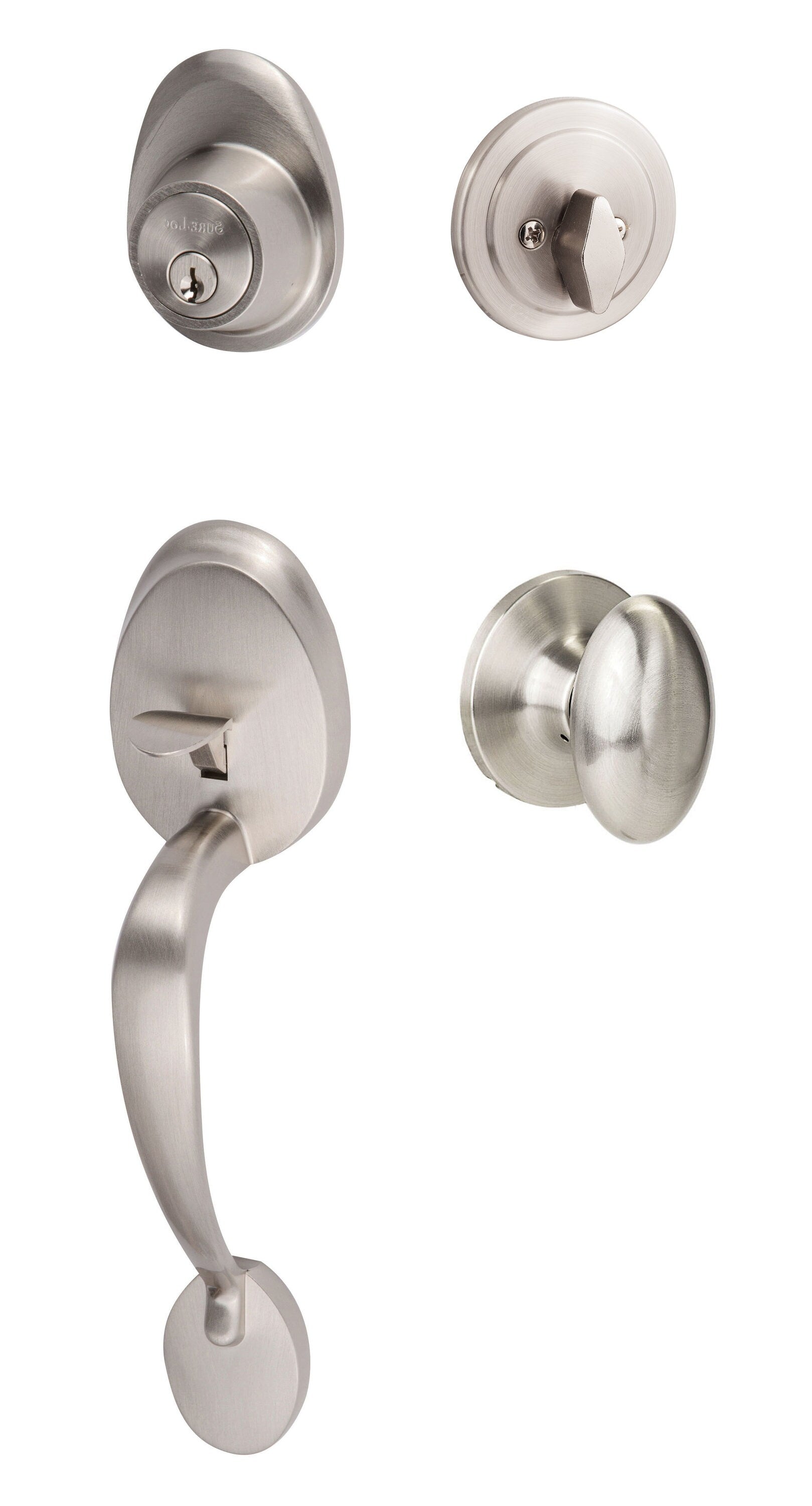 Sure-Loc Hardware Sure-Loc Door Hardware Alta Satin Nickel Single-Cylinder Deadbolt Keyed Entry Door Handleset Knob AT507-AR 15