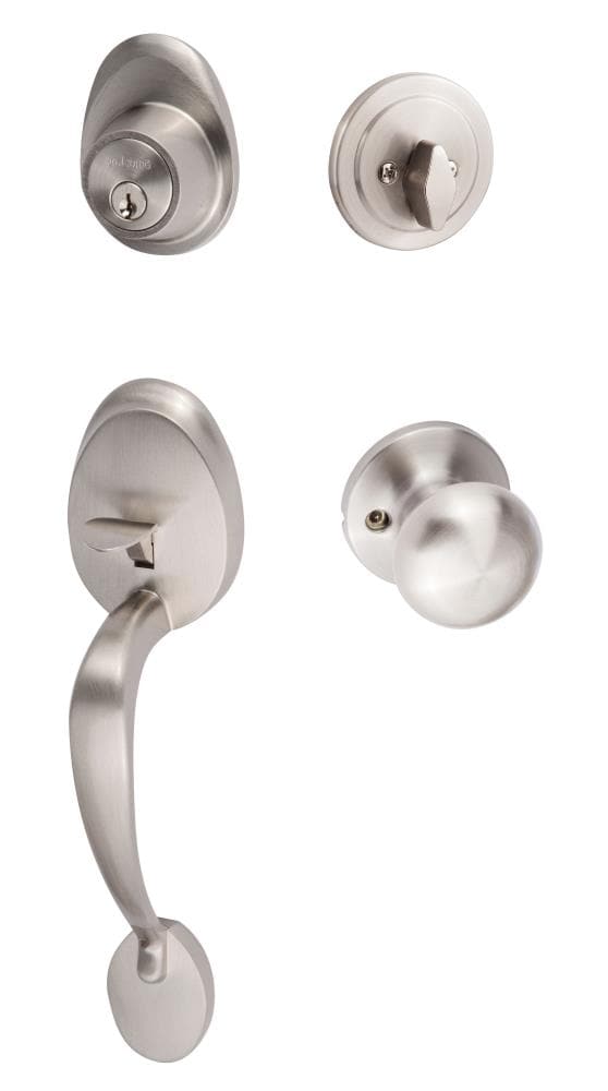 Sure-Loc Hardware Sure-Loc Door Hardware Alta Satin Nickel Single-Cylinder Deadbolt Keyed Entry Door Handleset Knob AT507-DU 15