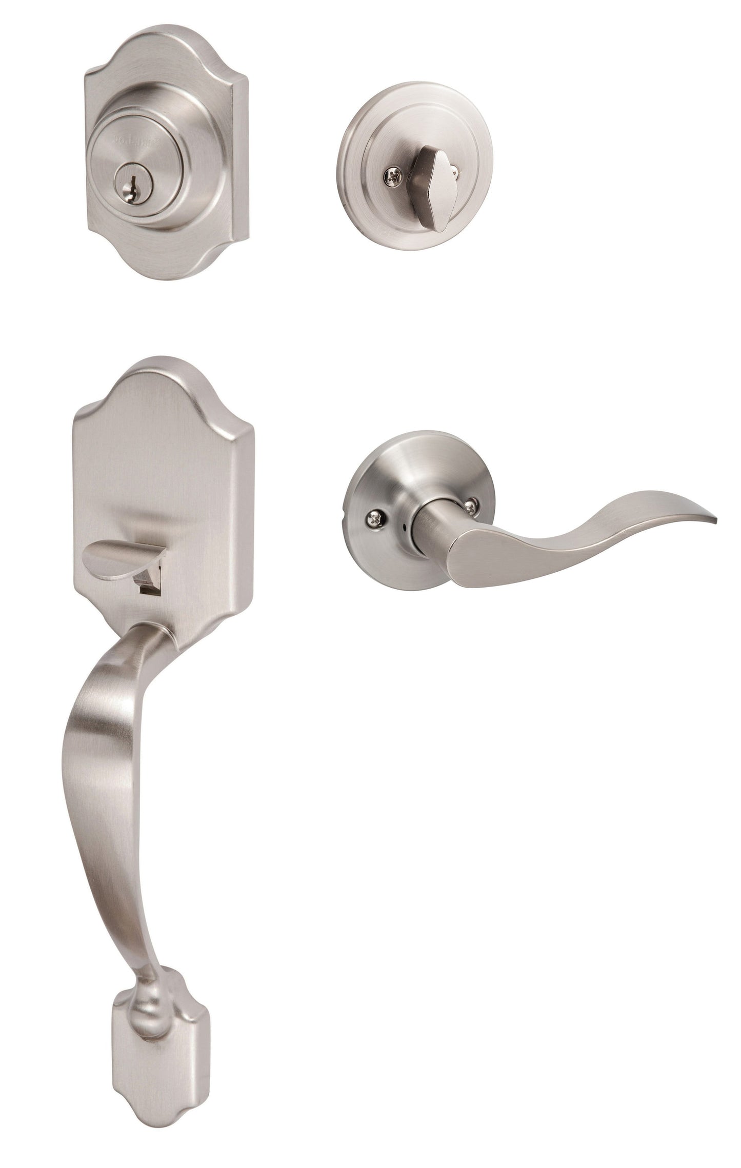Sure-Loc Hardware Sure-Loc Door Hardware Coral Satin Nickel Single-Cylinder Deadbolt Keyed Entry Door Handleset with Balboa Lever CR507-SB-RH 15