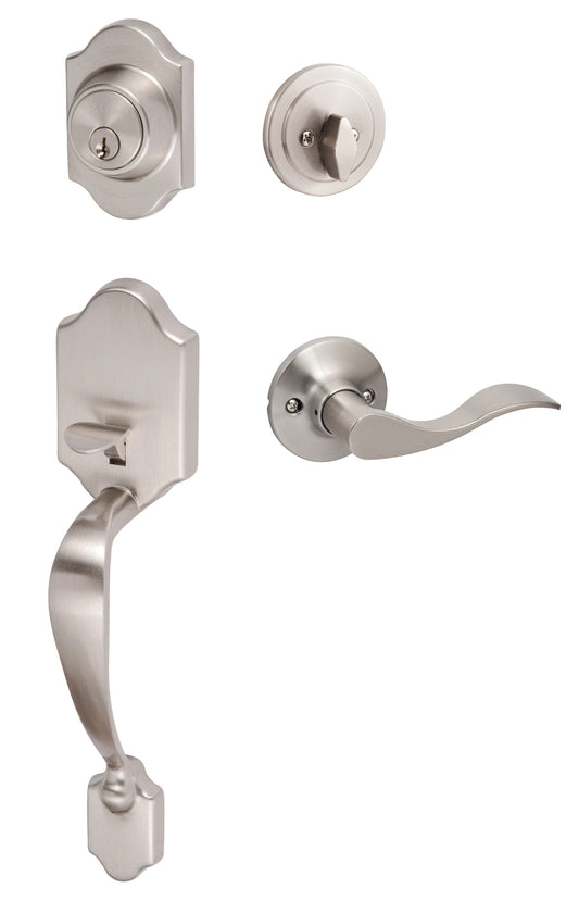 Sure-Loc Hardware Sure-Loc Door Hardware Coral Satin Nickel Single-Cylinder Deadbolt Keyed Entry Door Handleset with Balboa Lever CR507-SB-RH 15
