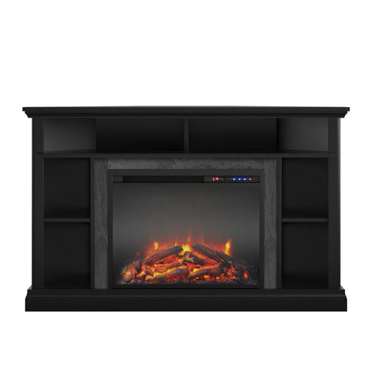 Ameriwood Home 47.625-in W Black TV Stand with Fan-forced Electric Fireplace 1805872COM