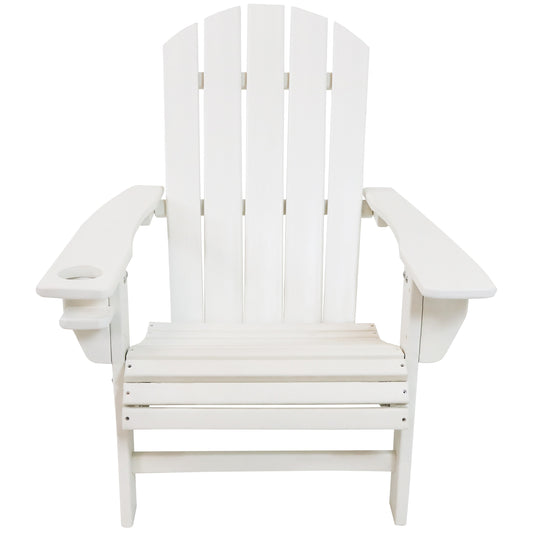 Sunnydaze Decor White Hdpe Frame Stationary Adirondack Chair with Slat Seat
