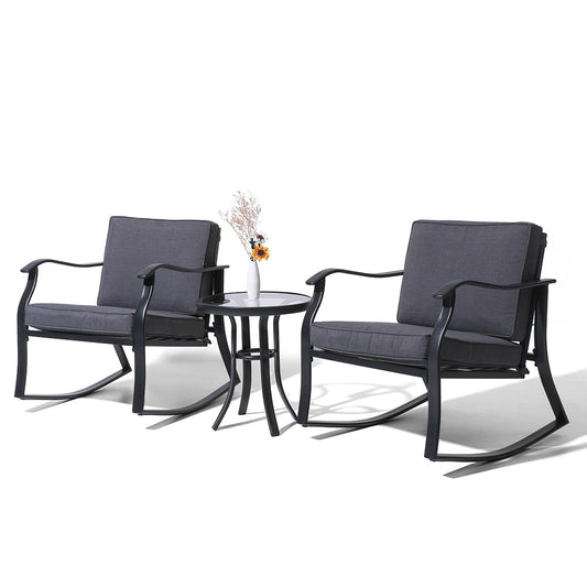 Crestlive Products 3 -Piece Patio Conversation Set with Gray Cushions