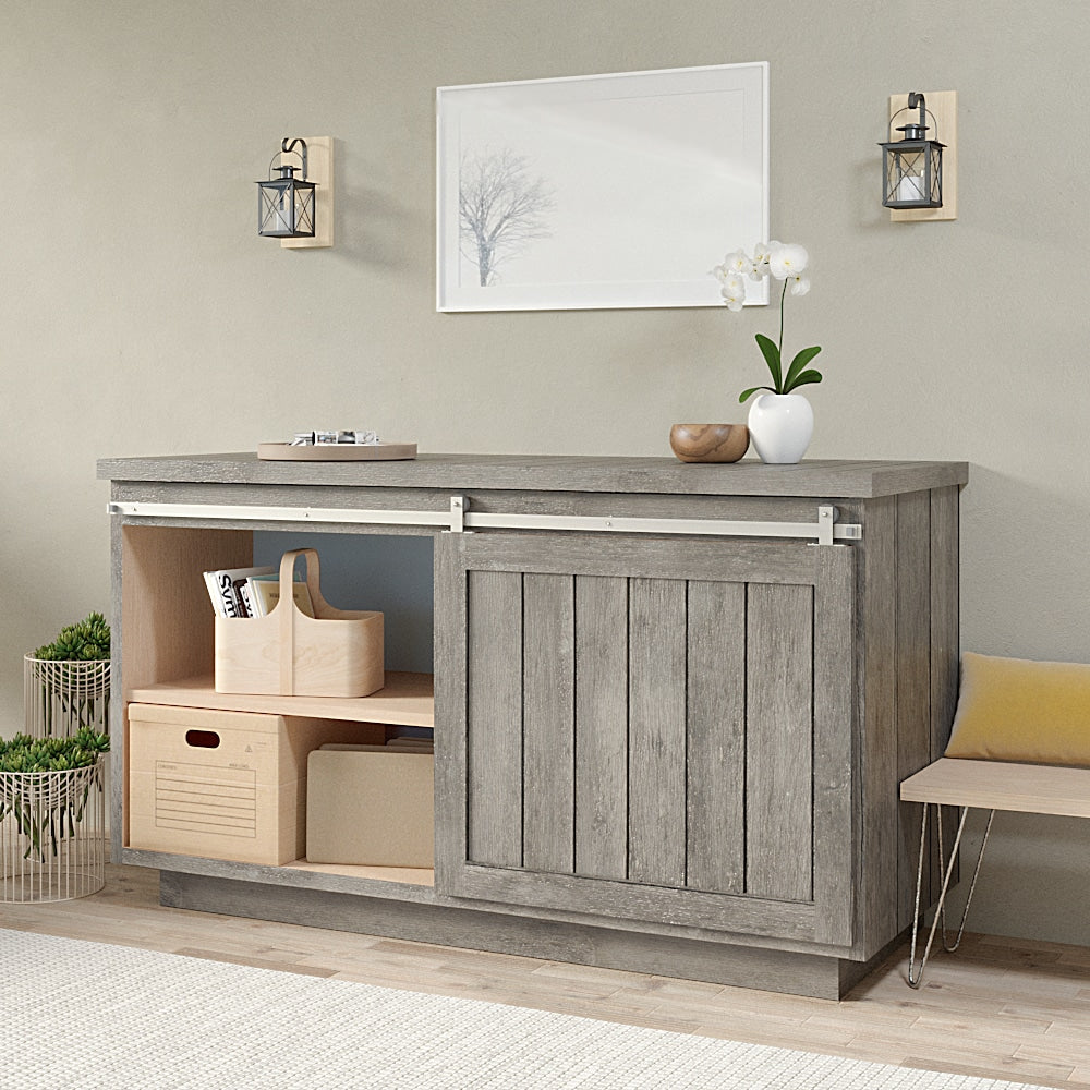 Quiet Glide 60-in Satin Nickel Indoor Top Mount Single Barn Door Hardware Kit NT.1310.03.SN-60