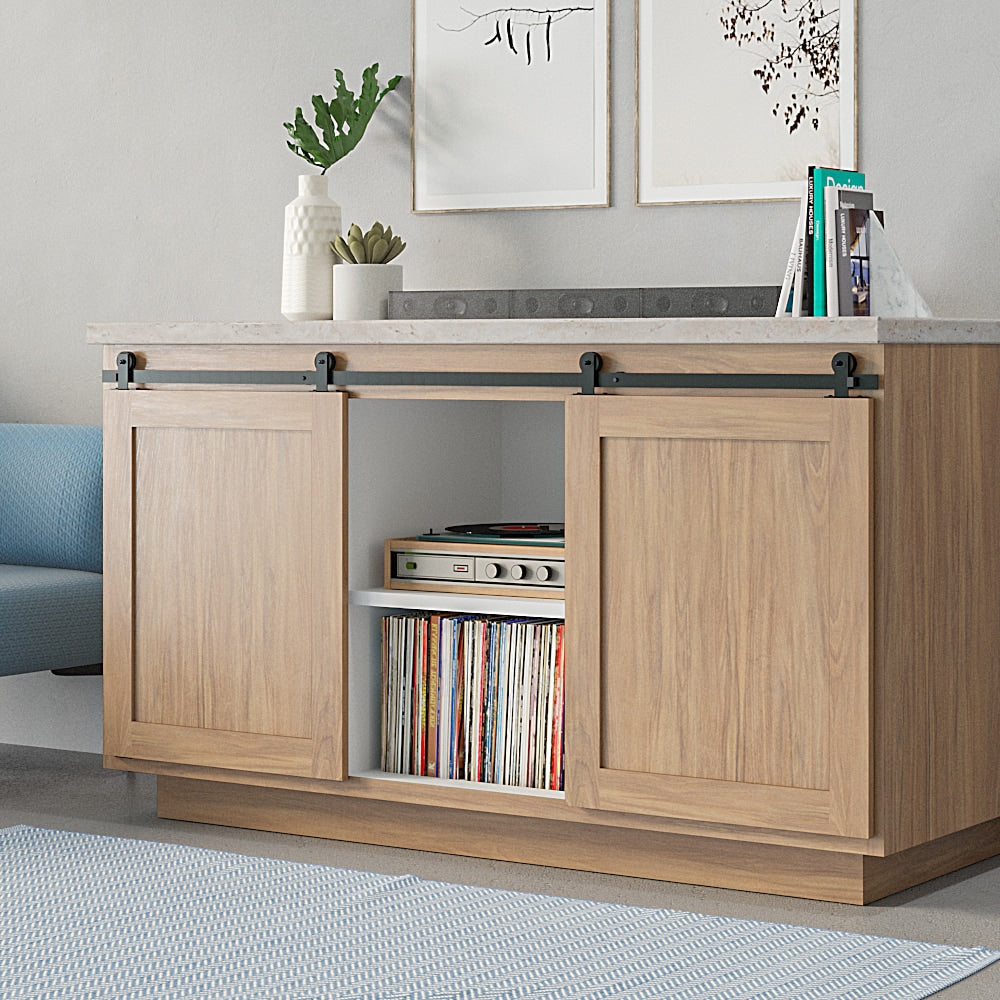 Quiet Glide 72-in Matte Black Indoor Top Mount Double Barn Door Hardware Kit NT.1310.03.08-72-2