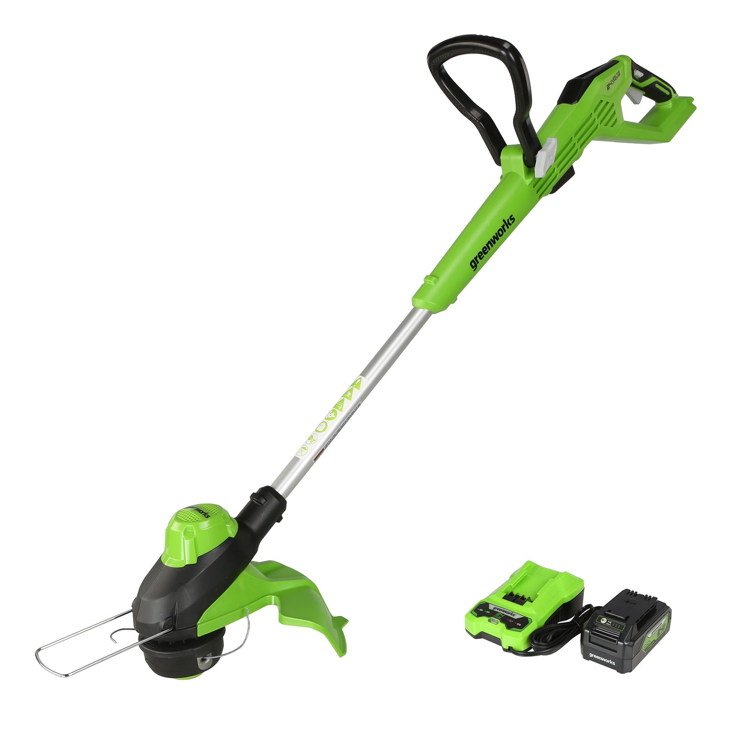 Greenworks 24-volt 13-in Telescopic Shaft Battery String Trimmer 4 Ah (Battery and Charger Included) ST24L410